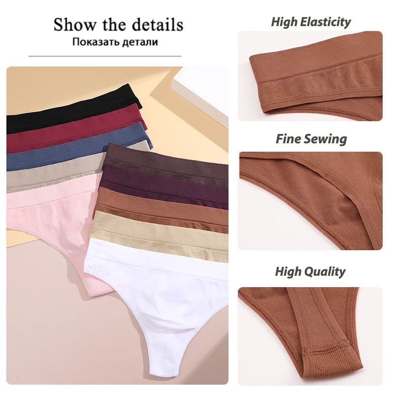 5PCS Women's Panties Set Fashion Striped Thongs Soft Underwear Sexy Lingerie Sports Breathable G-Strings Cozy Hot  T-Back