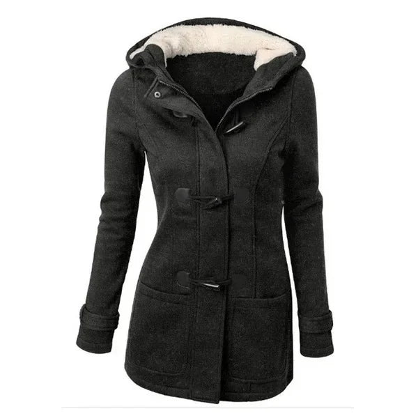 2021 Best Selling Amazon Hooded Classic Cow Horn Button Jacket Cotton Coat Autumn/Winter Parkas Fashion Outerwear