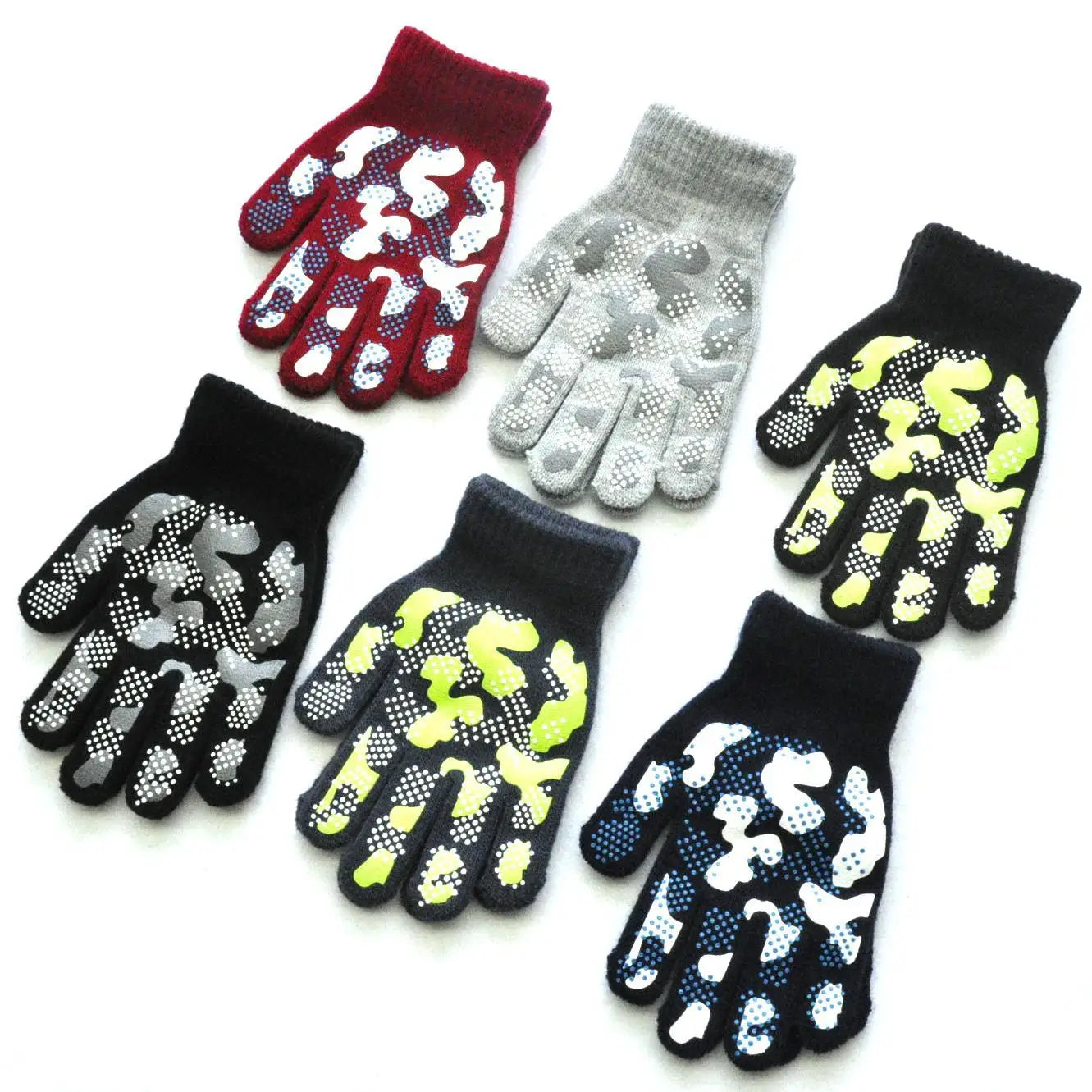 5-11Y Children Winter Knitted Warm Gloves For Boys Girls Student New Camouflage Anti Slip Mittens Outdoor Cycling Skiing Gloves