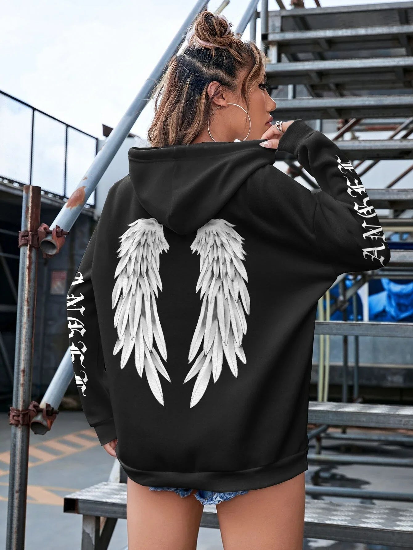 Beautiful Angel Wings Printed Hoodies Women Warm Comfortable Casual Hoodie Fashion Classic Hoody Loose Original Basic Clothes