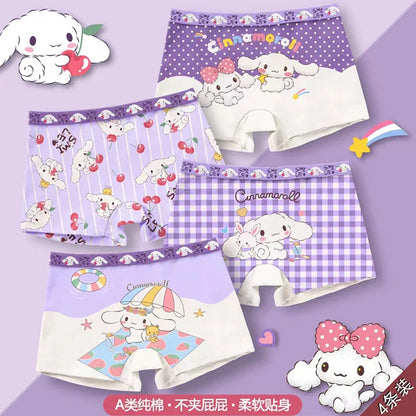 4Pcs Kuromi Anime Kawaii Sanrio Cotton Underwear Boxer Cute My Melody Cinnamoroll Breathable Short Pants Toys for Kids