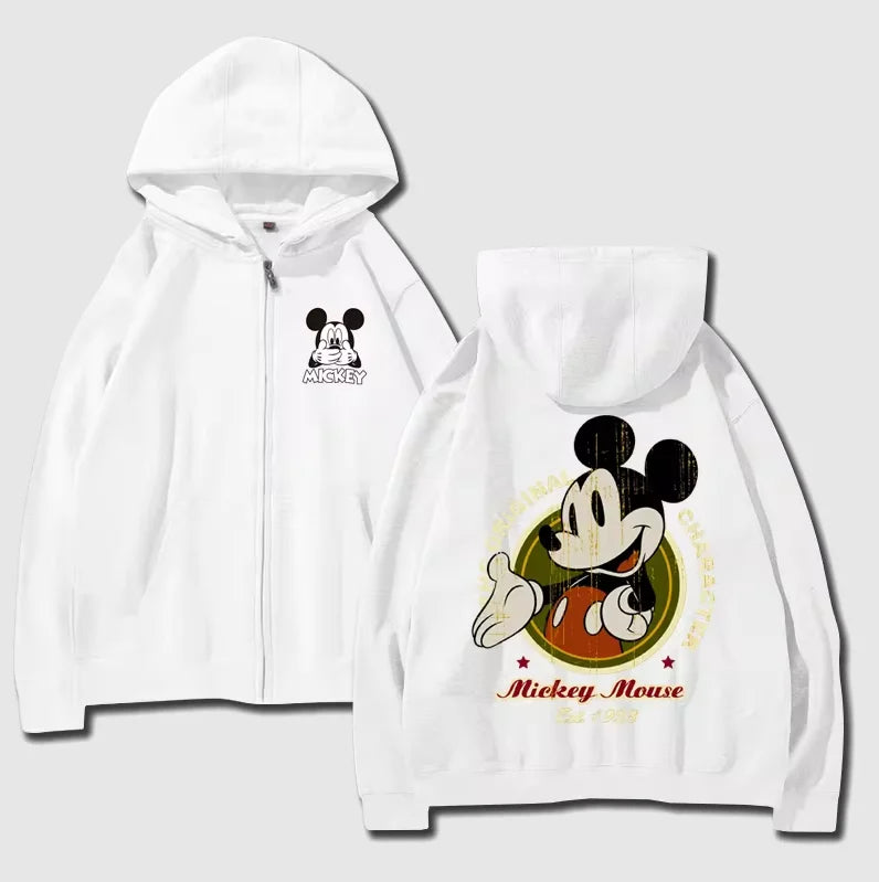 cartoon couple outfit sports hooded zipper jacket Disney  Mickey Mouse Minnie hooded cardigan sweatshirt