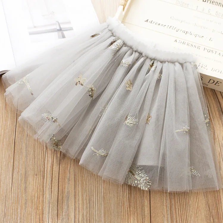 2-7Y Fashion Stars Girl Skirt Tutu Baby Girls Princess Mesh Party Ball Gown Dance Ballet Skirts Tule Children Clothes Dot Kids