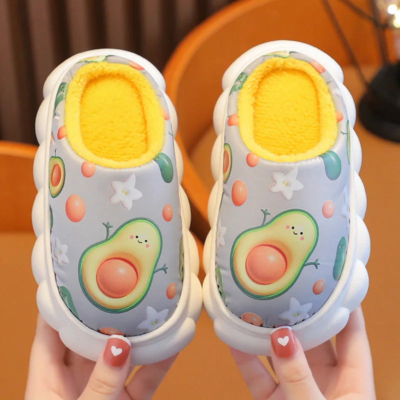 Children Slipper Winter Shoe for Girl Kid Waterproof Leather Surface Cotton Slipper Home Boy Shoe Children's Indoor Slides 1-12Y