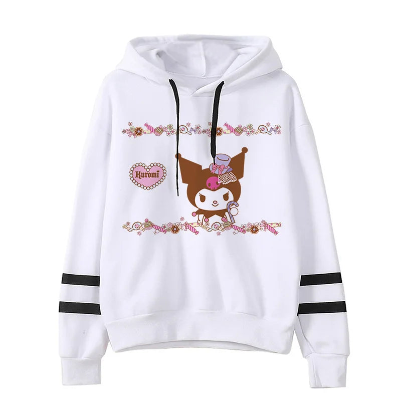 Funny Fashion Clothes Kuromi Hoodie Sanrio Kuromi Women Manga Sweatshirt  Harajuku Female Hoodies Hoody Sweatshirts