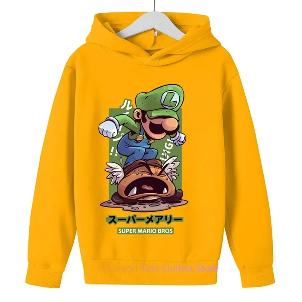 Game Super Mario bros Hoodie For Kids Tops Long Sleeve Boys Clothes Girls Baby Cartoon Children Fashion Spring Autumn Sweatshirt