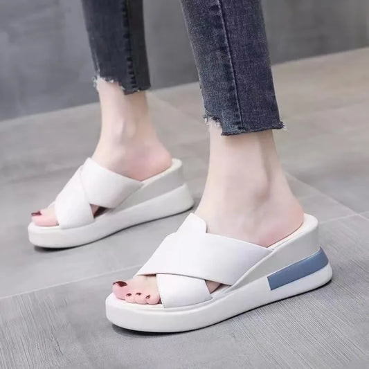 Women's Wedge Platform Sandals 2024 Summer New Fashion Retro Rome Beach Shoes Ladies Casual Peep Toe Soft Comfortable Slippers