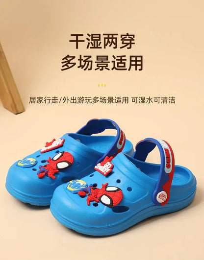 Disney Kids Slippers for Boys Summer Beach Indoor Slippers Cartoon Spiderman Home Soft Non-Slip Children Slippers Garden Shoes