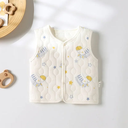 Baby Vest for Spring, Autumn, External Wear, Warm Newborn Vest, Children's Three-layer Cotton, Boys and Girls Winter Clothes