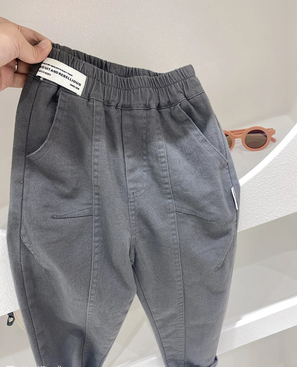 Spring Autumn Children Boys Jogger Pants Elastic Waist Letter Sticker Student Boys Trousers Solid Color Versatile Kid Boys Pants