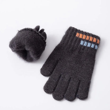 Kids Gloves Winter Boys Plain Full Finger Knitted Soft Children Mittens 5-12Y Boys Outdoor Keep Warm Autumn Glove