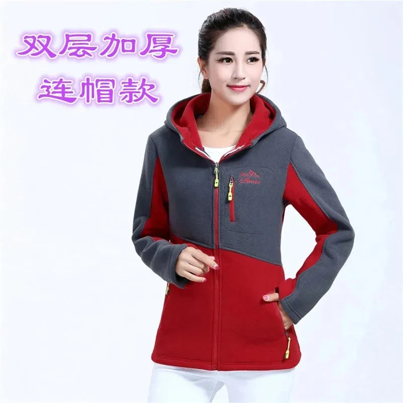 Autumn Spring Women's Sweatershirt Plush Thickened Young And Middle-aged Fleece Coat Female Blouse Loose Zip Embroidered Jacket