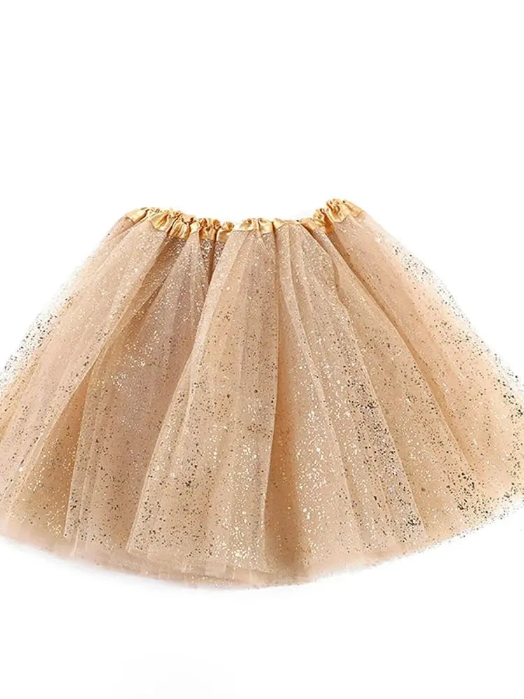 Children's fashion show Golden Princess dress Cute little girl performing gauze hot mesh solid color Polyester dance tutu skirt