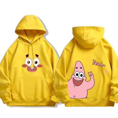 Animation Spongebob Squarepants Cartoon Polyester Sweater for Autumn and Winter Thin or Fleeced Long-Sleeved Hooded Sweatshirt