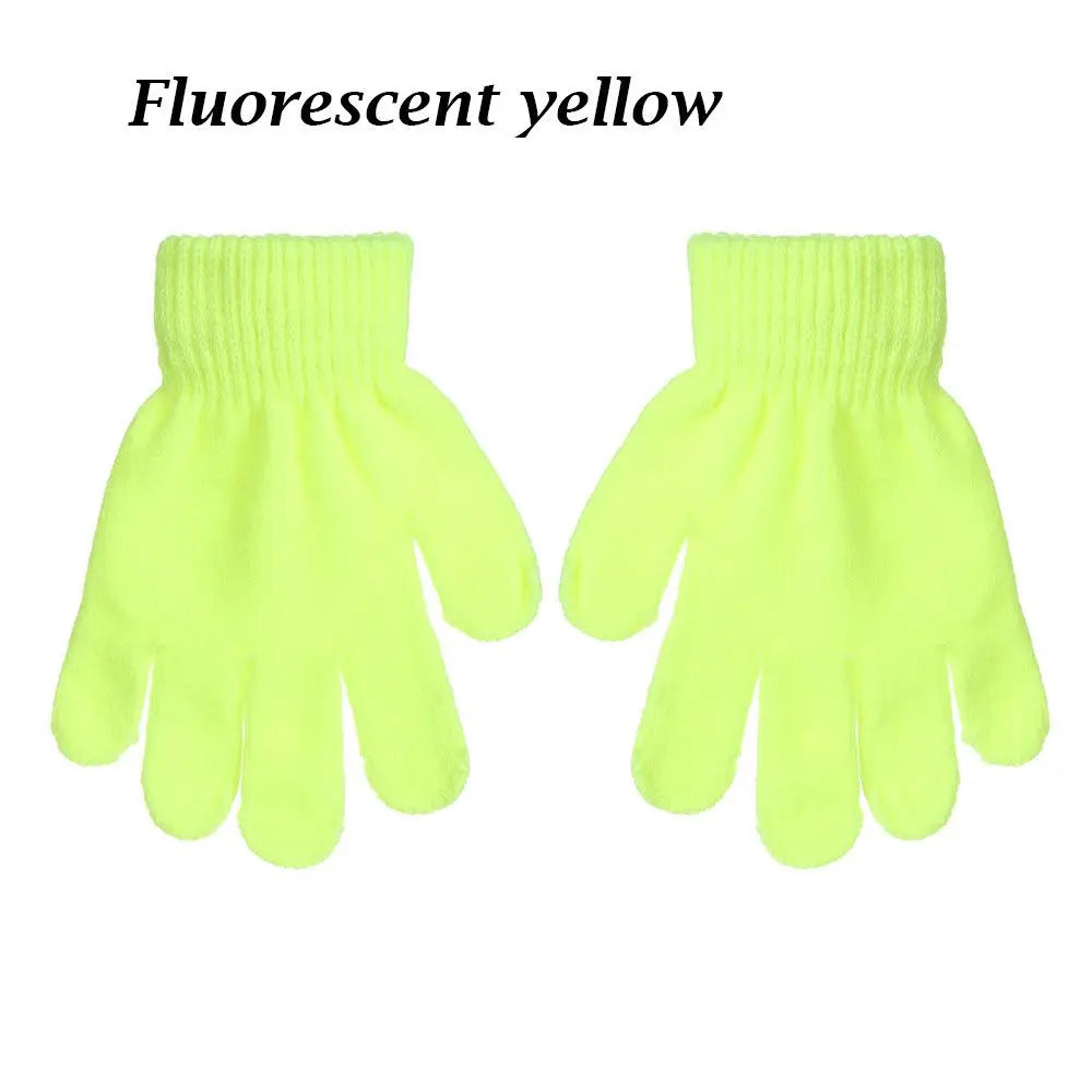 Kids Gloves Autumn Winter Keep Warm Boys Girls Candy Color Stretch Knitted Mittens Children Full Finger Gloves Clothes Accessory