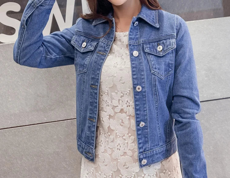 New Women's Denim Jacket Spring and Autumn 2022 Casual Short Denim Jacket Women's Korean Version Solid Color Jacket Clothes