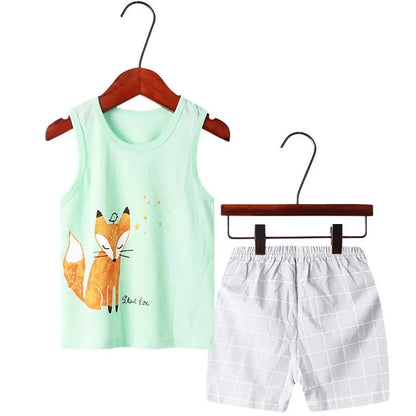 Girls Pajamas Sets Cotton Child Pajamas Toddler Summer Sleeveless Baby Nightwear Pyjamas Kids Rabbit Cartoon Homewear Clothes