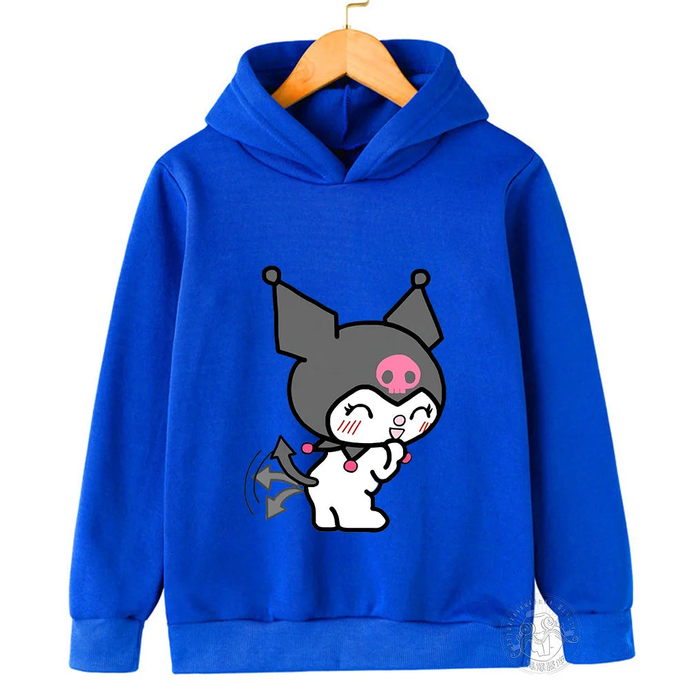 Kawaii Kuromi Hoodie For Girls Long Sleeve Sweatshirts Children Spring Autumn Sanrio Cartoon Kids Casual Hooded Pullover Tops