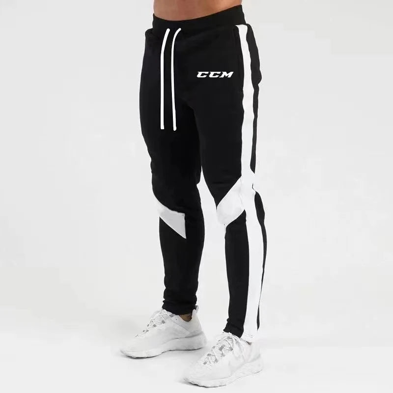 Autumn Fleece Straight Trousers Men Fitness Jogging Sweatpants Winter Warm Casual Pant CCM Solid Drawstring Bottoms