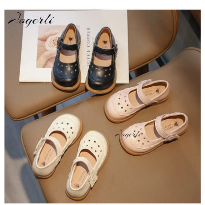 Girls' PU Leather Footwear Spring Autumn New Princess Flats Soft-soled Loafer Single School Shoes for Kids Girls