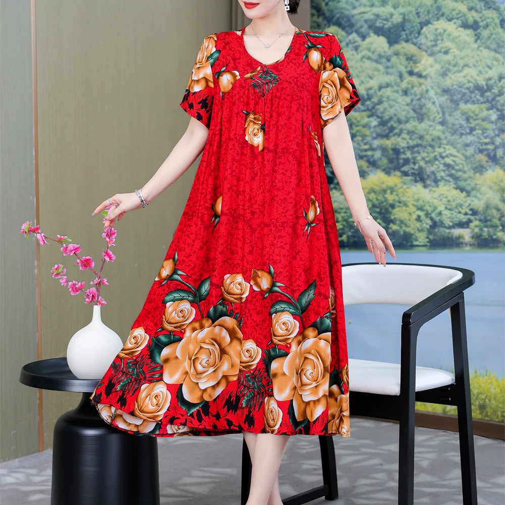 New 2024 Women Dress Female Casual short Sleeve cotton Dresses loose solid Vintage Sweet Clothing Vestidos  vestido verano