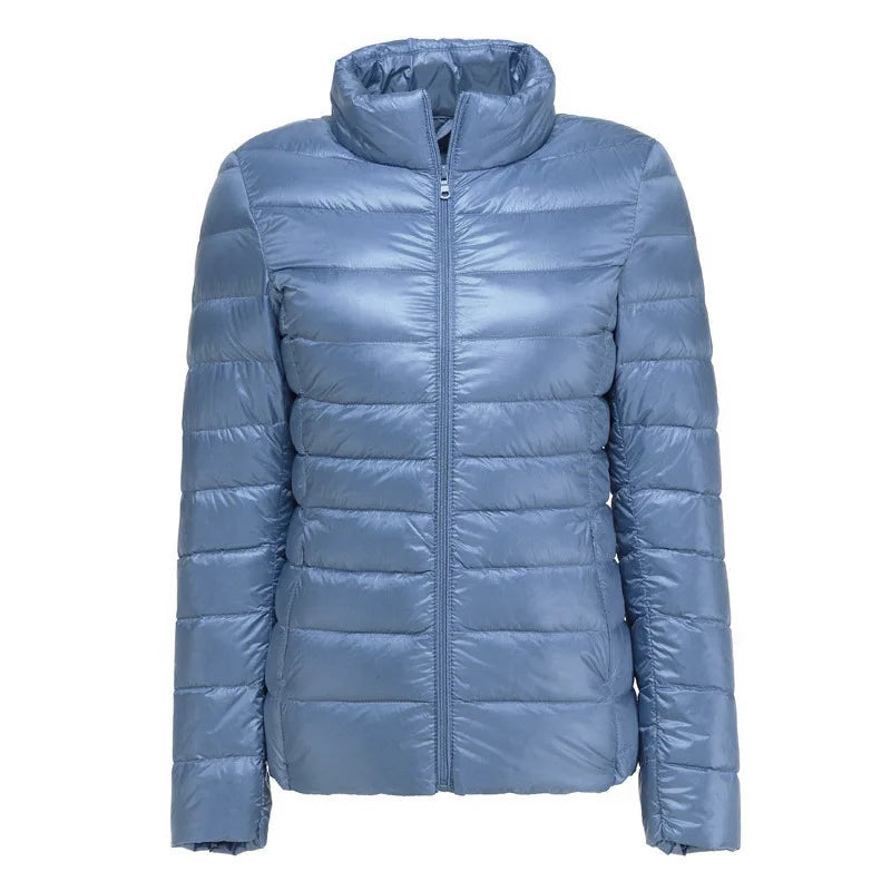 M-8XL White Duck Down Jacket for Women Winter Warm Down Coat Light Weight 2023 New Stand Collar Pocket Zipper Casual Outerwear