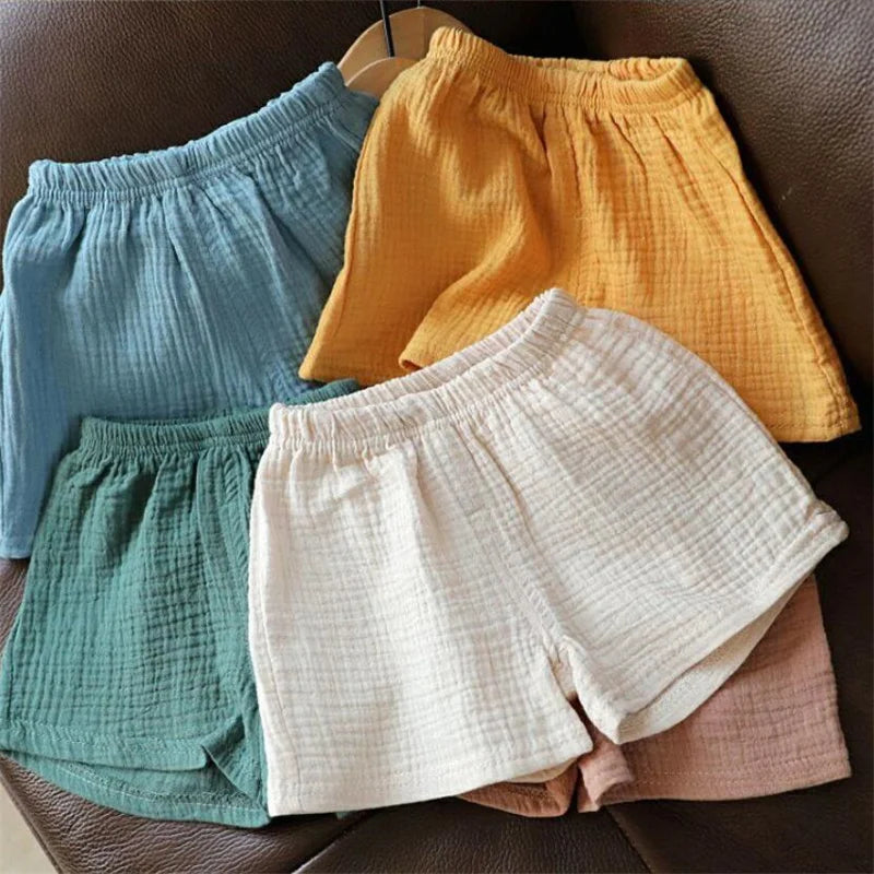 Baby Cotton Linen Shorts Summer New Children's Five-point Pants Boys Girls Thin Breathable Short Pants Girls Boy Clothing