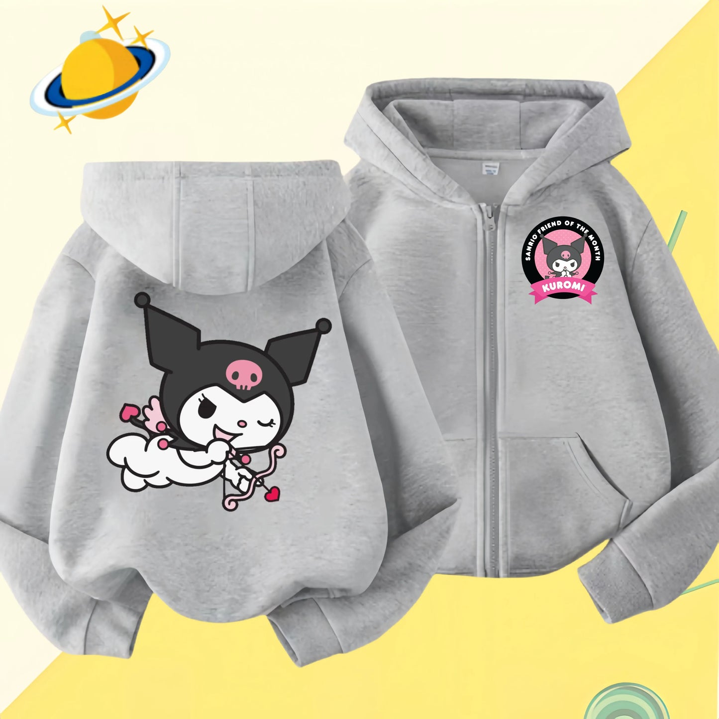 2024 New Baby Boys Girls Sanrio Kurom  Jacket zipper coat Spring Autumn Children Outerwear Kids Cotton Clothes for 1-14 Year