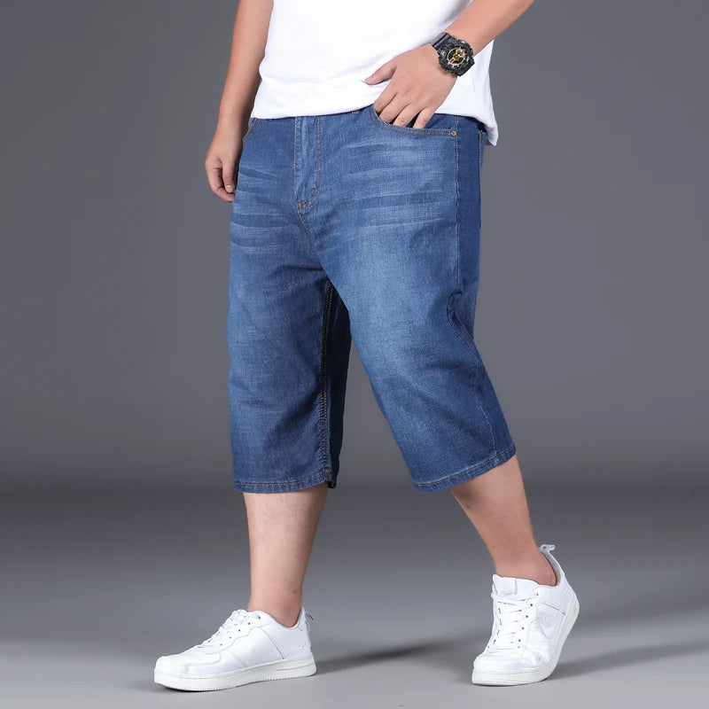 Large Size 28-48 50 Denim Shorts Jeans For Men's Loose Summer Thin Fatty Guy Casual Fashion Calf-Length Five Length Pants