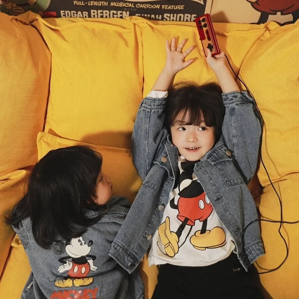 2024 Children's Clothes New Mickey Mouse Cartoon Denim Jacket Coats For Kids Jean Outerwear Girls Jackets Costume