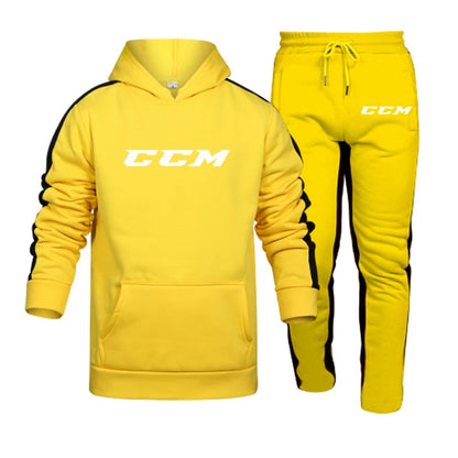 CCM 2 Pieces Set Hoodie Men Fashion 2023 Fleece Sweatshirt+Sweatpants Suit Hoodies Sportswear Men's Sets Clothing