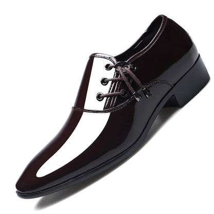 Trending Italian Patent Leather Shoes for Men Business Shoe Lace Up Oxfords Plus Size Male Wedding Party Shoes Men Black Leather