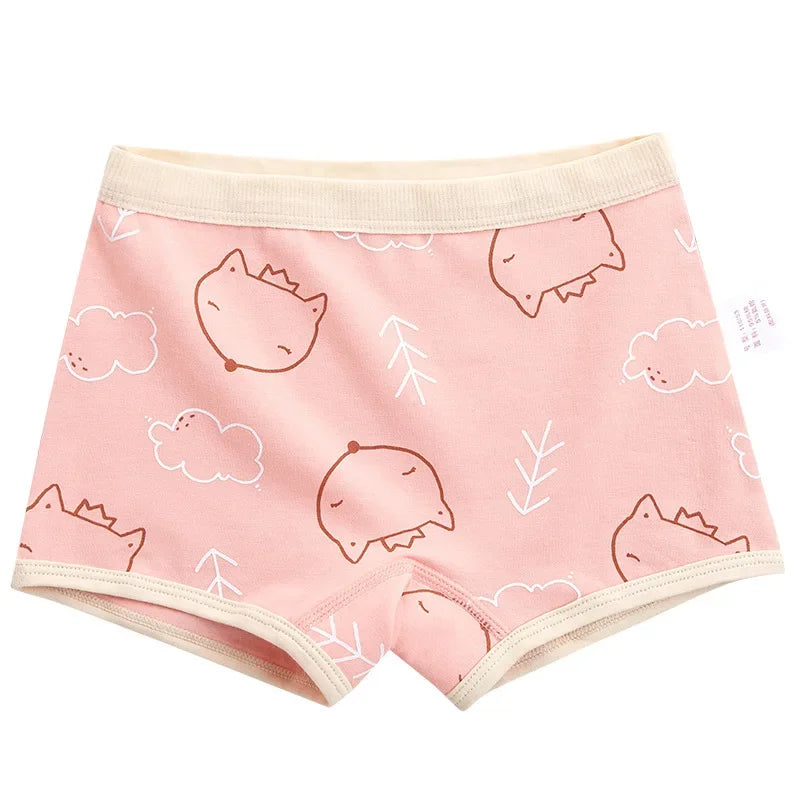 4PCS Girls Cotton Panties Summer Kid Thin Breathable Cartoon Briefs 2+y Young Children Underwears Toddler Antibacterial Knickers