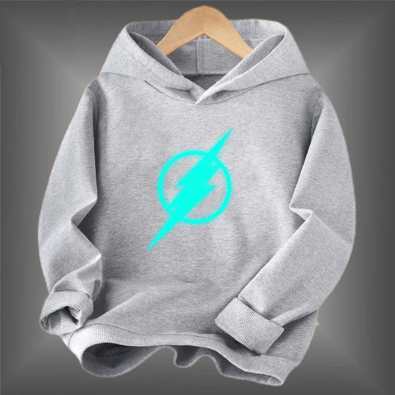 Kids Luminous Hoodies Boy Girl Streatwear Hoody Sweatshirt Pullover Casual Clothing Funny Battery Long Sleeve Glowing Clothes