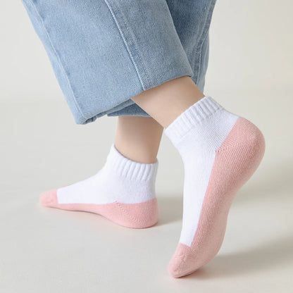 5 Pairs Spring Children Socks 100% Cotton Kids Fashion Black White Pink Student Baby Girl Boy Sports Short Socks For 1-12 Years