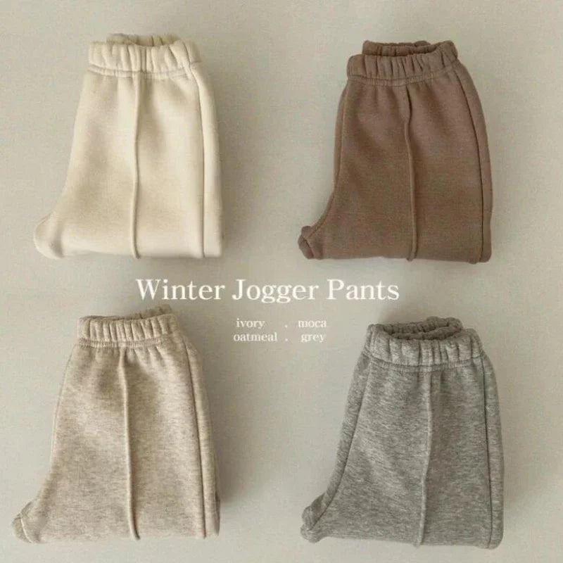 Autumn Winter Children Pants Kids Boys Girls Casual Warm Fleece Trousers Kids Full Pants