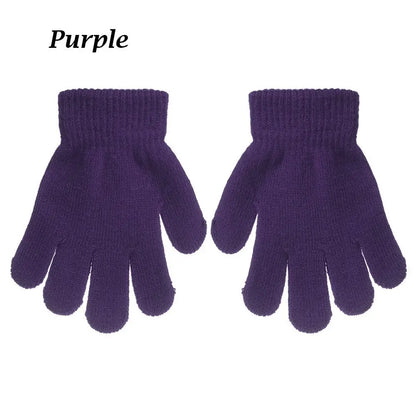 Kids Gloves Autumn Winter Keep Warm Boys Girls Candy Color Stretch Knitted Mittens Children Full Finger Gloves Clothes Accessory