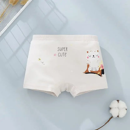 4Pcs/Lot Random Color Girls Cartoon Underwear Children Cotton Panties Kids Soft Boyshorts Size 2T-12T