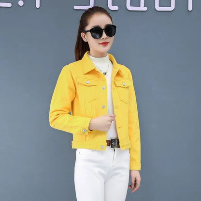 New Women's Denim Jacket Spring and Autumn 2022 Casual Short Denim Jacket Women's Korean Version Solid Color Jacket Clothes