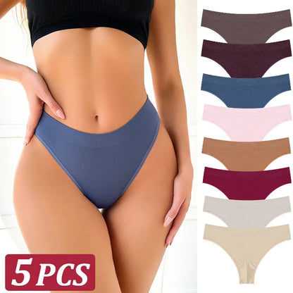 5PCS Women's Panties Set Fashion Striped Thongs Soft Underwear Sexy Lingerie Sports Breathable G-Strings Cozy Hot  T-Back