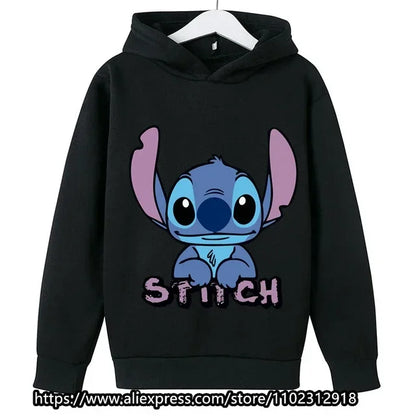 Kawaii Lilo Stitch Hoodie Kids Clothes Girls Clothing Fashion Baby Boys Clothes Autumn Warm Stitch Sweatshirt Children Tops