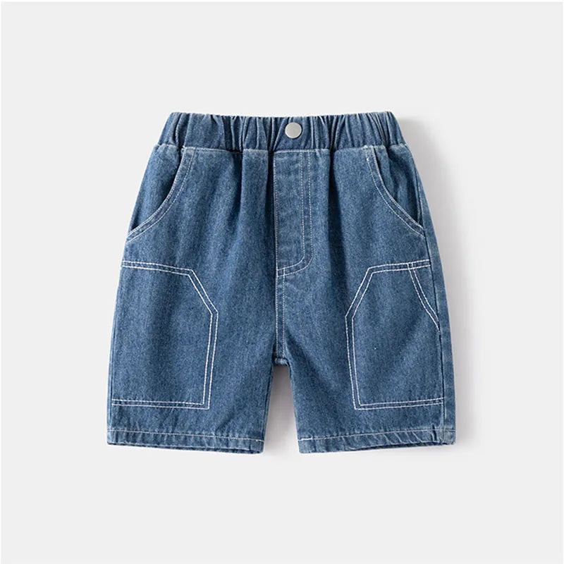 Summer Children Boys Denim Shorts Kids Elastic Waist Pants Toddler Baby Knee Length Trousers for 2-6Y