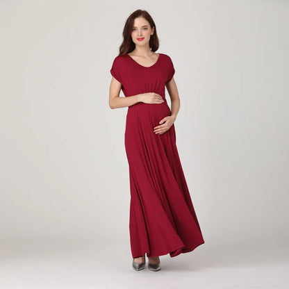 Wholesale Fashion Long Maternity Clothes Maxi Nursing Breastfeeding Dress Pregnant Long Dress Invisible Zippers Drop Shipping