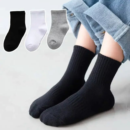 10pairls/Lot Children White Black Pure Socks for Girls Kids School Socks Soft Breathable Warm Cotton Socks