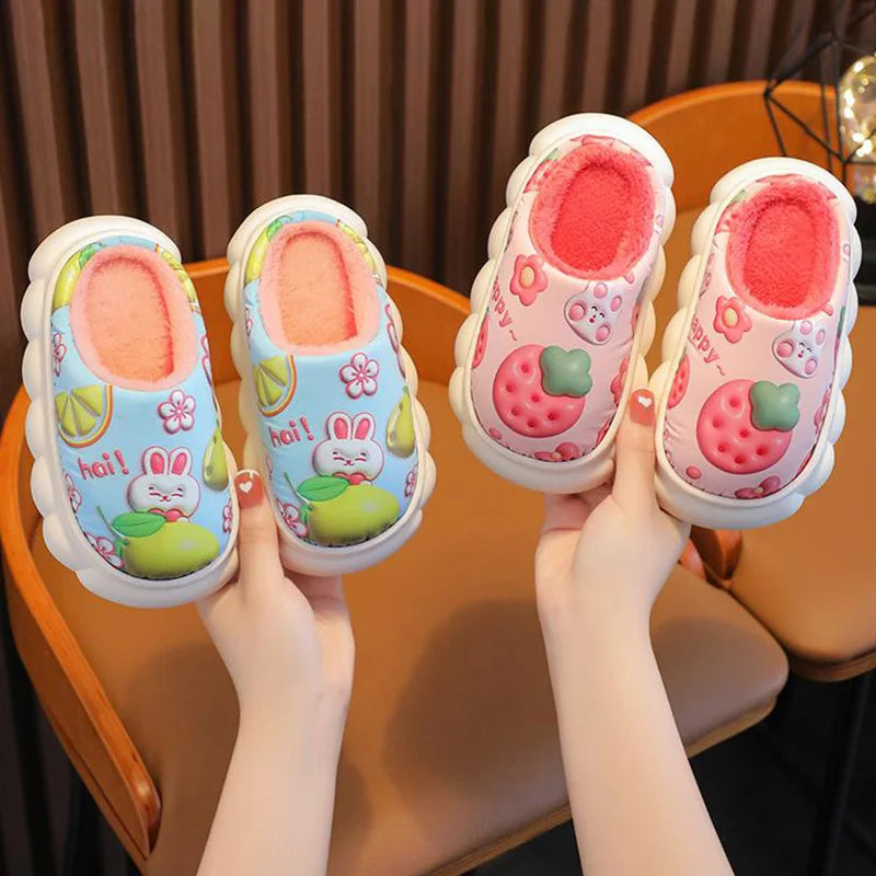 Children Slipper Winter Shoe for Girl Kid Waterproof Leather Surface Cotton Slipper Home Boy Shoe Children's Indoor Slides 1-12Y