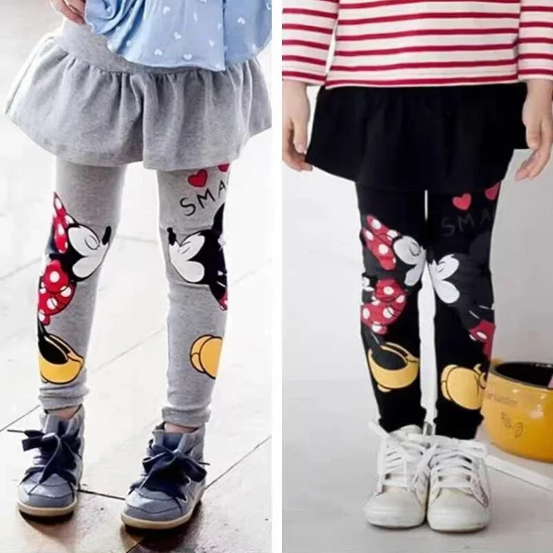 Disney Baby Girls Leggings Kids Lace Princess Skirt Pants Spring Autumn Children Cotton Trousers Cute Minnie Girl Leggings