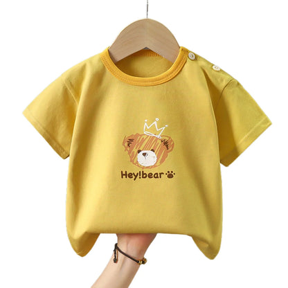 Summer Baby T-shirt Fashion Cartoon Girls Tees Short Sleeve Cotton Boys Tops Korean Casual Kids Clothes for 0-7Y Cheap Stuff