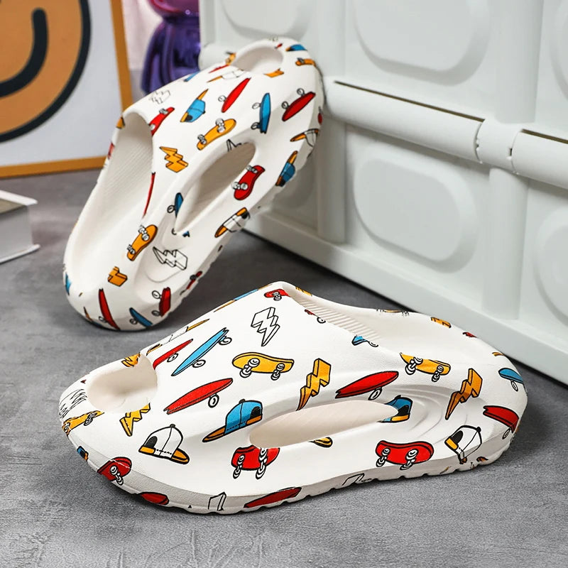 Children Slipper Boy Girls Shoes Cartoon Cute Print Kids Cloud Slides Casual Sports Indoor Summer Shoes Boy Slipper Flip Flops