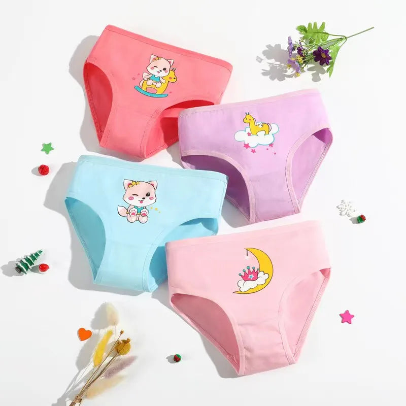 12pcs/lot Cotton Baby Girls Panties Soft Cute Cartoon Underwear for Girls Kids Boxer Panties Breathable Teen Children's Briefs