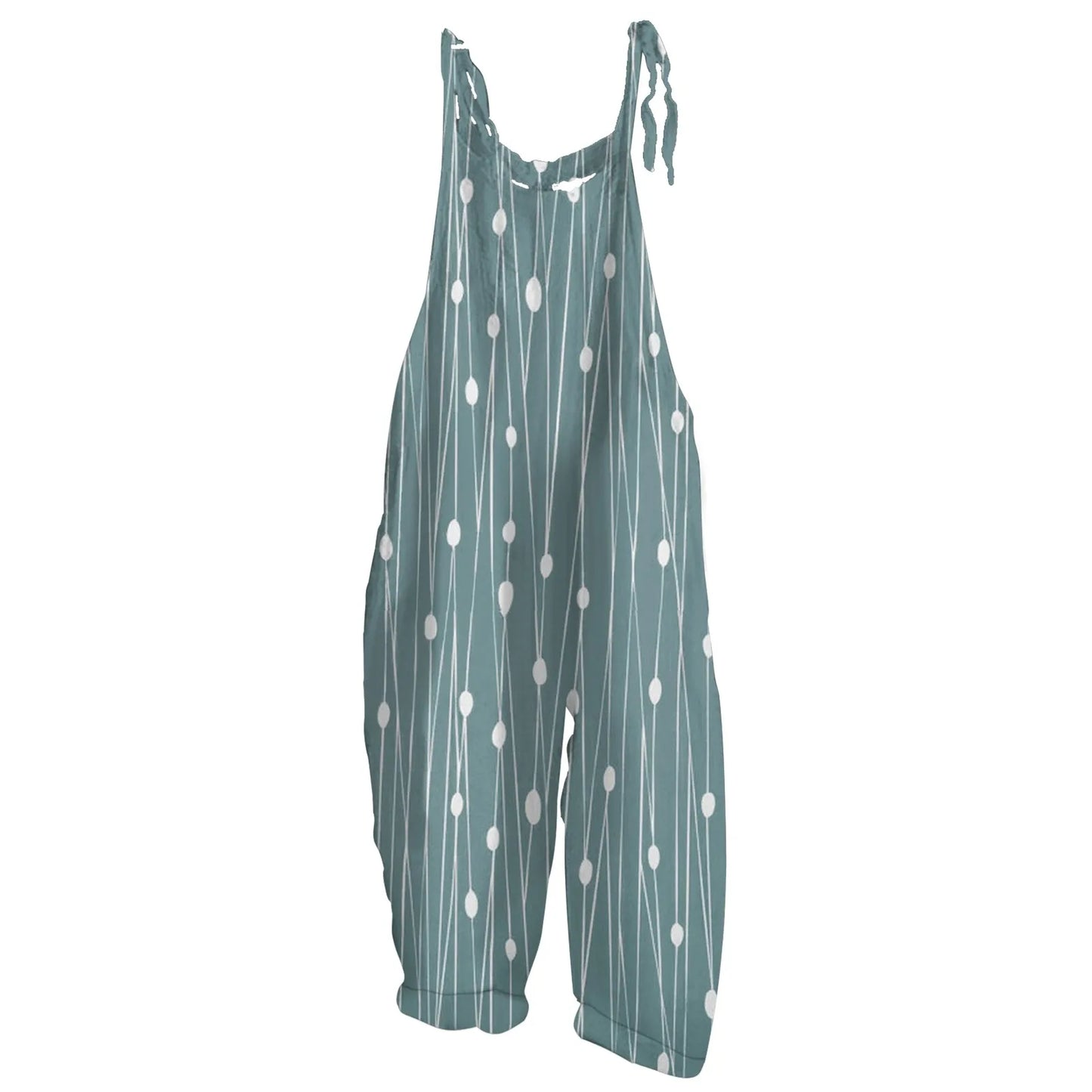 High-Quality Women's Jumpsuit Printed Casual Loose Retro Shoulder Straps Cotton And Linen Comfortable Casual Women's Jumpsuits